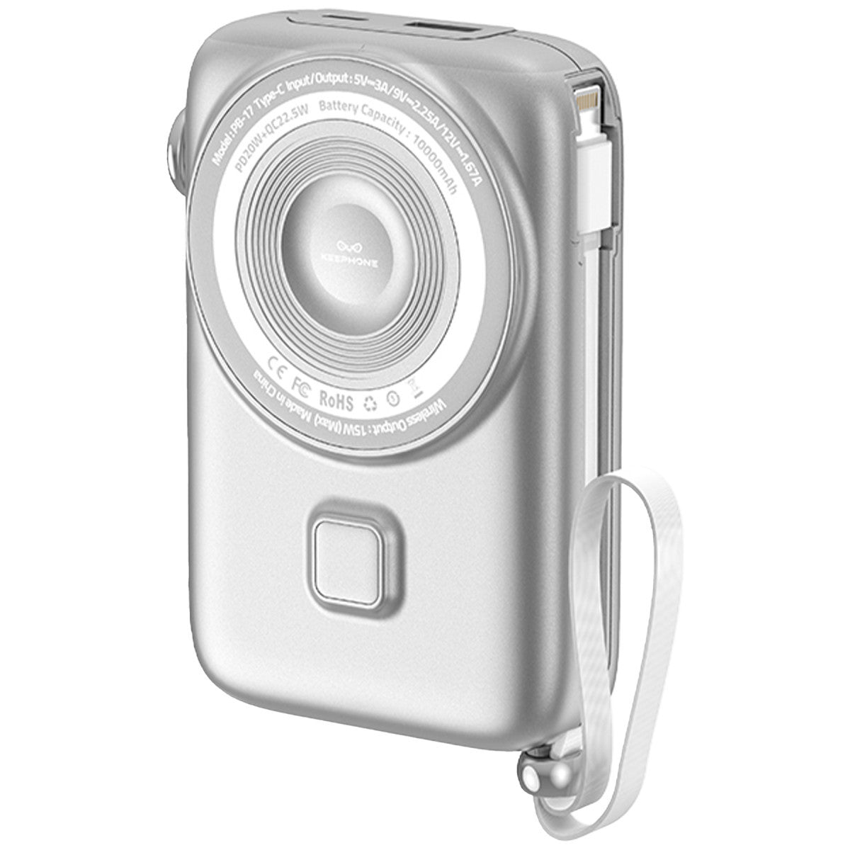 Keephone PB17 RapidPower 10.000 mAh 20W Type-C 20W Lightning 22.5W USB 15W Kablosuz Şarj PD Magsafe Powerbank